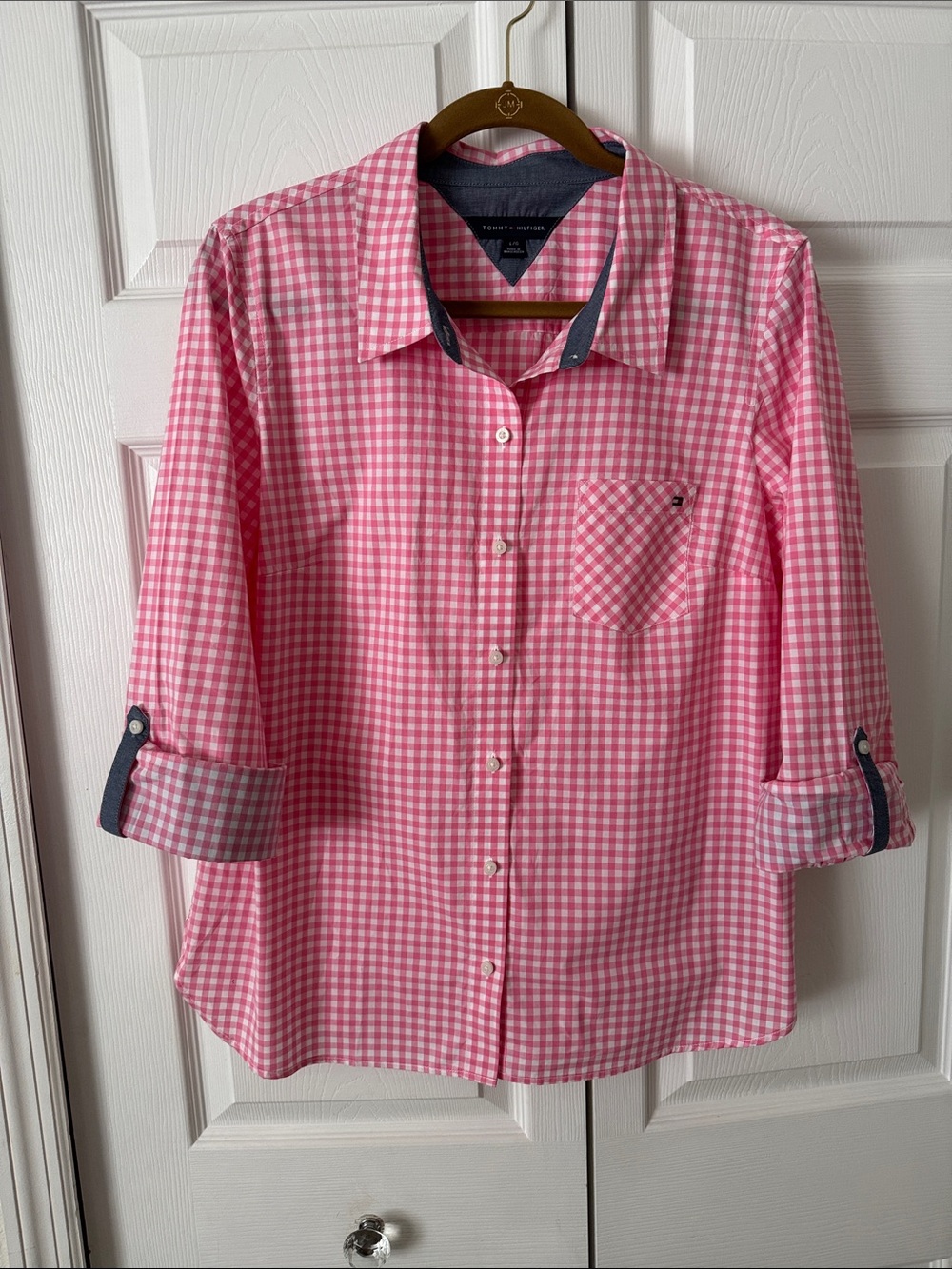 Tommy Hilfiger Pink Gingham Roll-Tab Button-Down Shirt